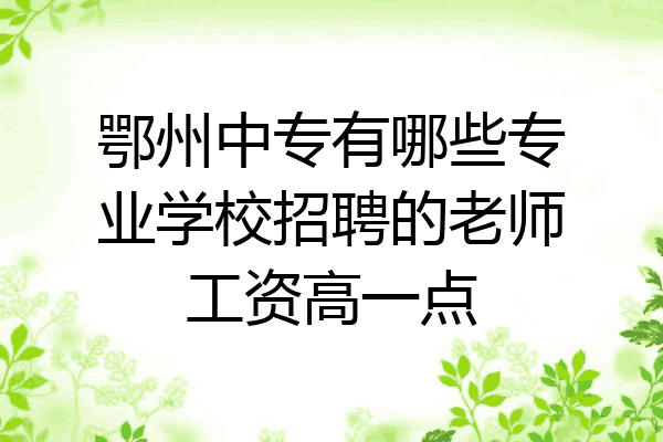 鄂州中专有哪些专业学校招聘的老师工资高一点