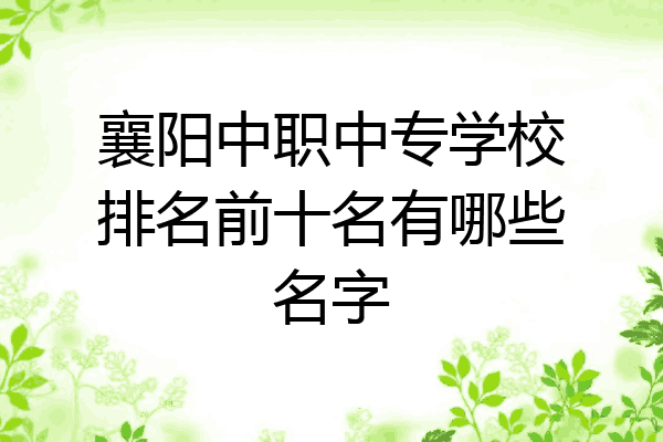 襄阳中职中专学校排名前十名有哪些名字
