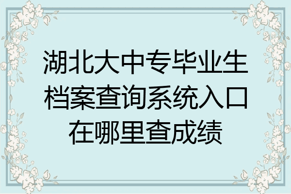 湖北大中专毕业生档案查询系统入口在哪里查成绩
