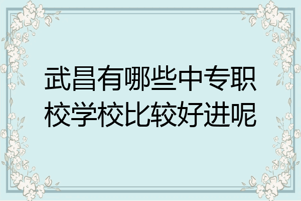 武昌有哪些中专职校学校比较好进呢