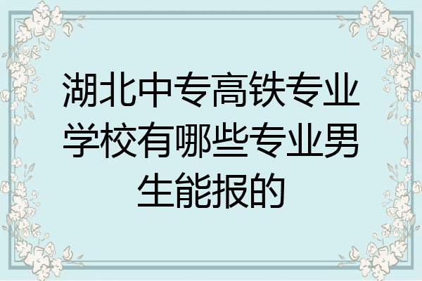 湖北中专高铁专业学校有哪些专业男生能报的