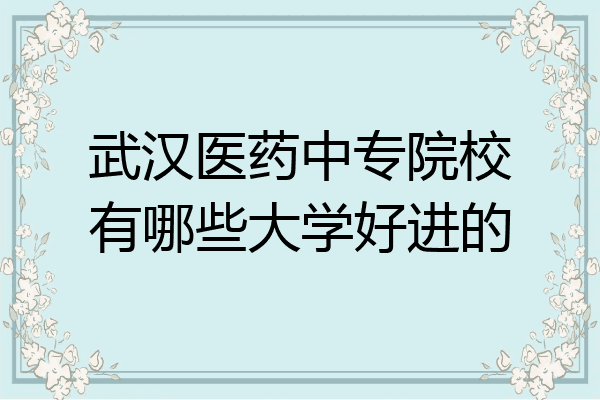 武汉医药中专院校有哪些大学好进的