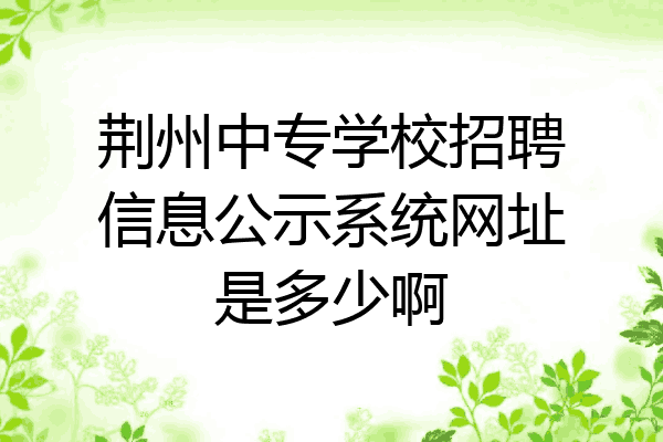 荆州中专学校招聘信息公示系统网址是多少啊