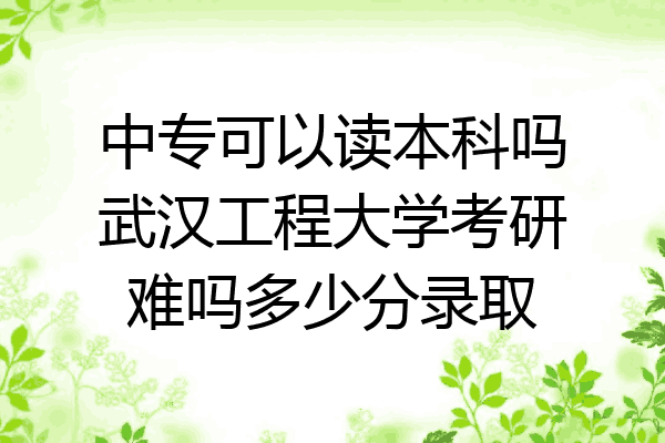 中专可以读本科吗武汉工程大学考研难吗多少分录取