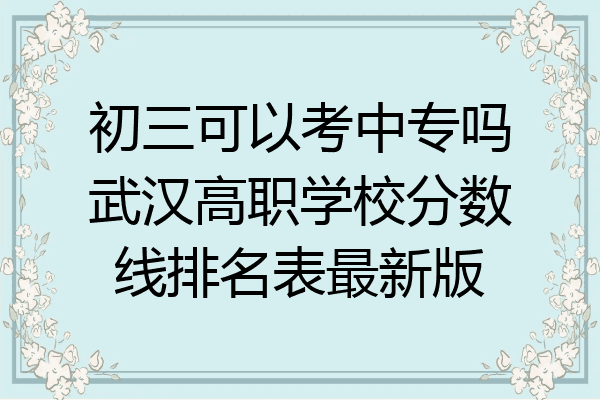 初三可以考中专吗武汉高职学校分数线排名表最新版
