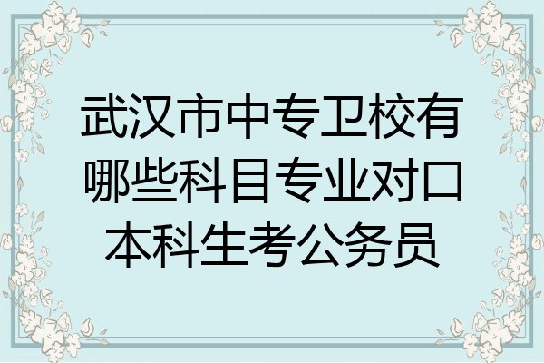 武汉市中专卫校有哪些科目专业对口本科生考公务员