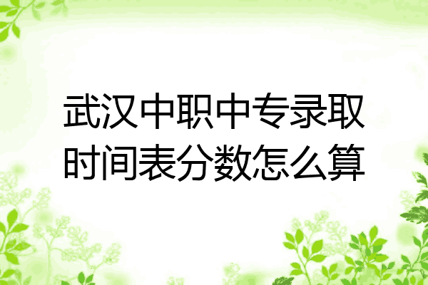 武汉中职中专录取时间表分数怎么算