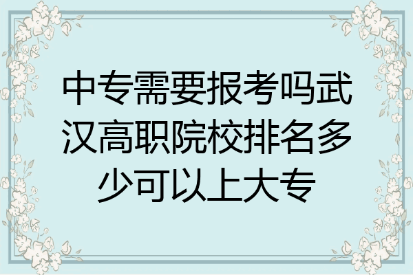 中专需要报考吗武汉高职院校排名多少可以上大专