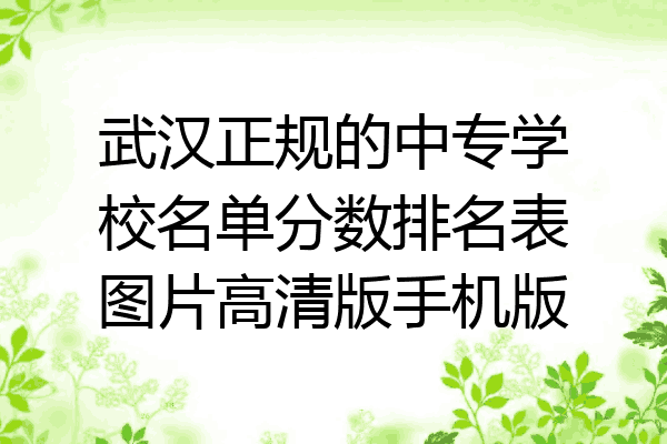 武汉正规的中专学校名单分数排名表图片高清版手机版