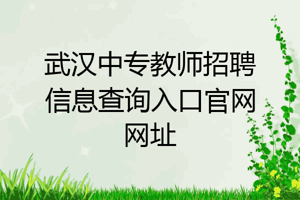 武汉中专教师招聘信息查询入口官网网址