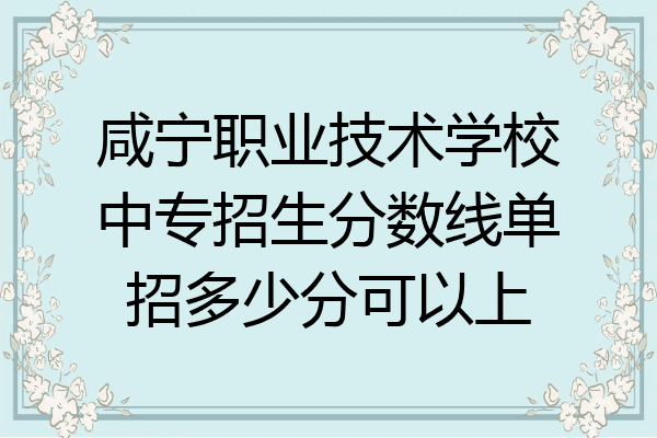 咸宁职业技术学校中专招生分数线单招多少分可以上