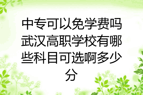 中专可以免学费吗武汉高职学校有哪些科目可选啊多少分