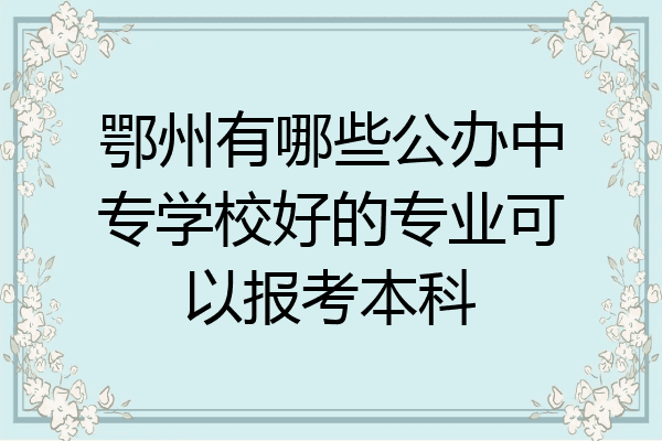 鄂州有哪些公办中专学校好的专业可以报考本科
