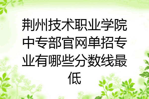 荆州技术职业学院中专部官网单招专业有哪些分数线最低