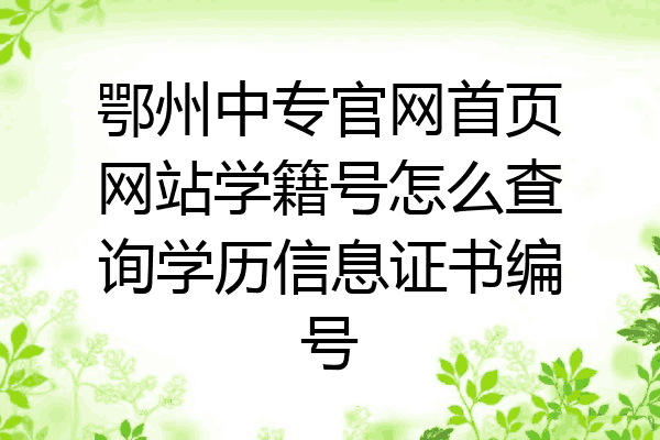 鄂州中专官网首页网站学籍号怎么查询学历信息证书编号