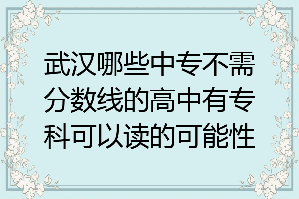 武汉哪些中专不需分数线的高中有专科可以读的可能性