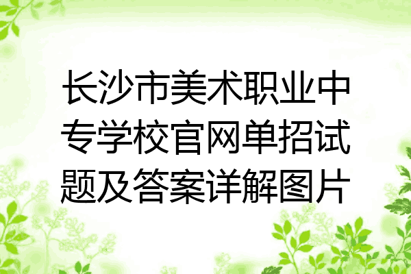 长沙市美术职业中专学校官网单招试题及答案详解图片