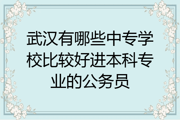 武汉有哪些中专学校比较好进本科专业的公务员