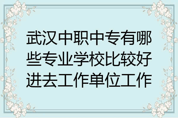 武汉中职中专有哪些专业学校比较好进去工作单位工作