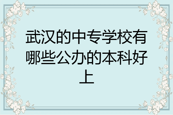 武汉的中专学校有哪些公办的本科好上