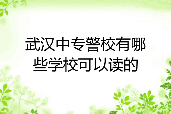 武汉中专警校有哪些学校可以读的