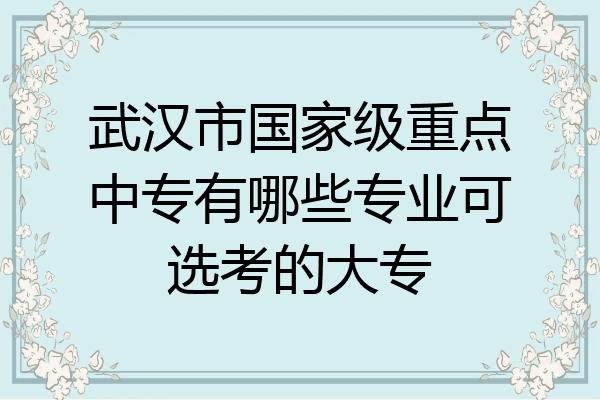 武汉市国家级重点中专有哪些专业可选考的大专