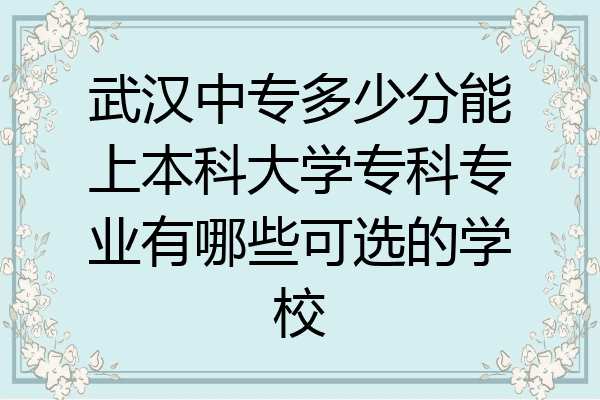 武汉中专多少分能上本科大学专科专业有哪些可选的学校