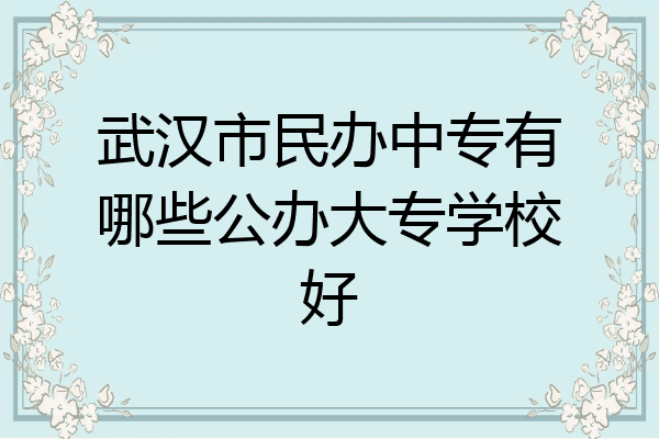 武汉市民办中专有哪些公办大专学校好