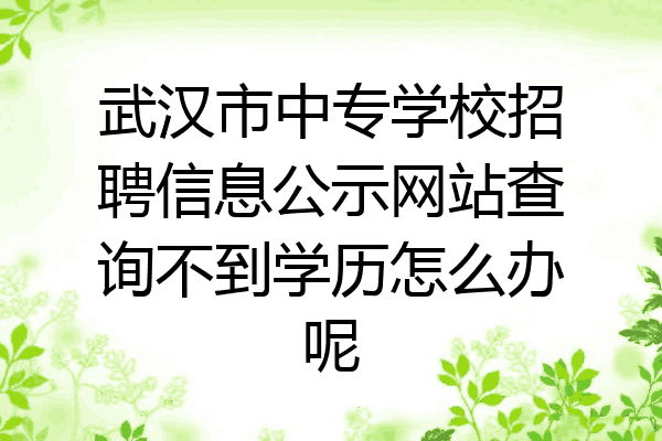 武汉市中专学校招聘信息公示网站查询不到学历怎么办呢