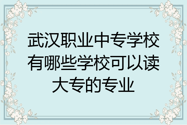 武汉职业中专学校有哪些学校可以读大专的专业