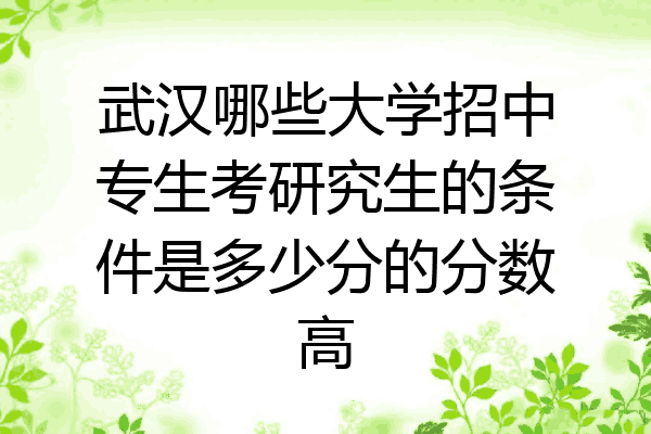 武汉哪些大学招中专生考研究生的条件是多少分的分数高