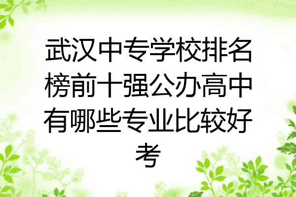 武汉中专学校排名榜前十强公办高中有哪些专业比较好考