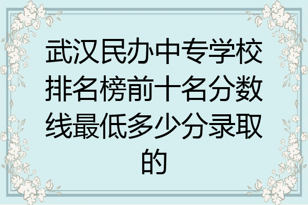 武汉民办中专学校排名榜前十名分数线最低多少分录取的