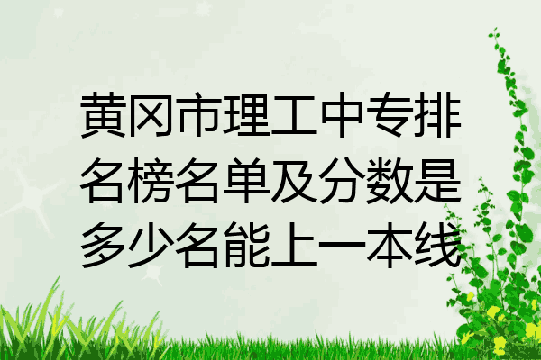 黄冈市理工中专排名榜名单及分数是多少名能上一本线