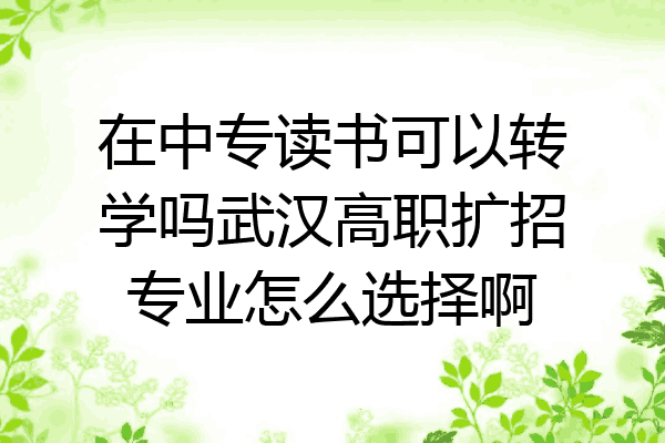 在中专读书可以转学吗武汉高职扩招专业怎么选择啊
