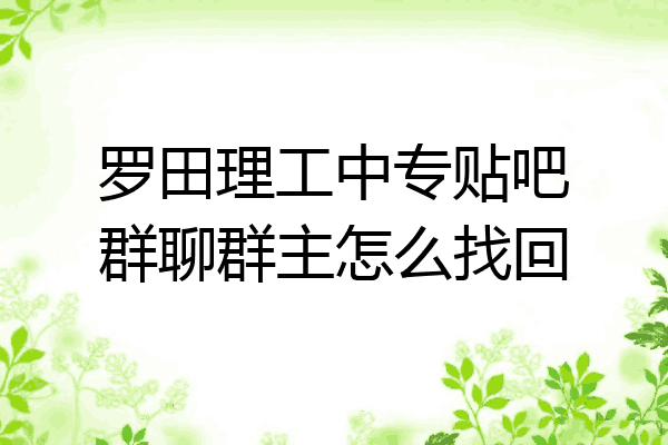 罗田理工中专贴吧群聊群主怎么找回
