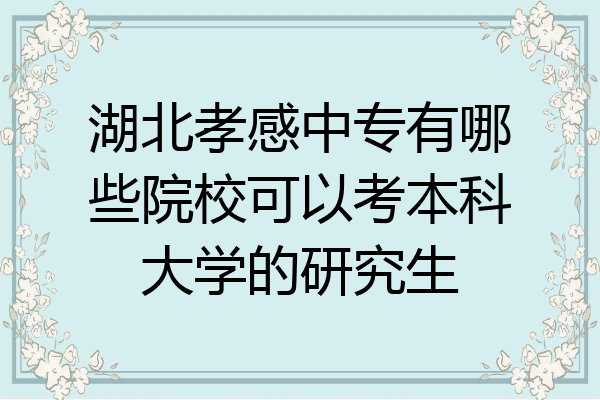 湖北孝感中专有哪些院校可以考本科大学的研究生