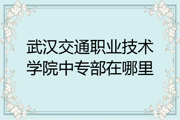 武汉交通职业技术学院中专部在哪里