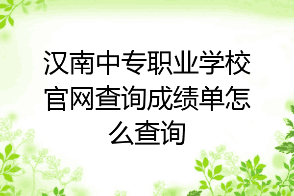 汉南中专职业学校官网查询成绩单怎么查询