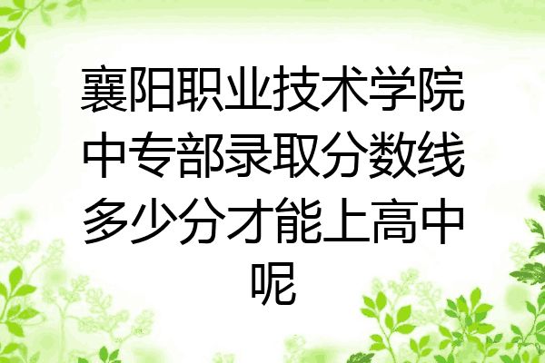 襄阳职业技术学院中专部录取分数线多少分才能上高中呢