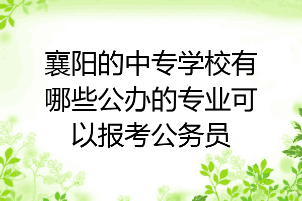 襄阳的中专学校有哪些公办的专业可以报考公务员