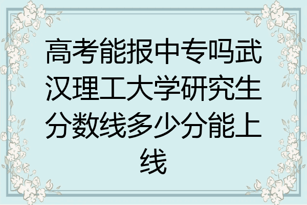 高考能报中专吗武汉理工大学研究生分数线多少分能上线