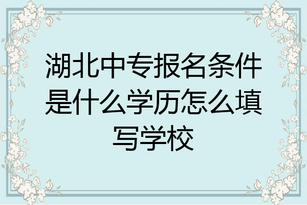 湖北中专报名条件是什么学历怎么填写学校