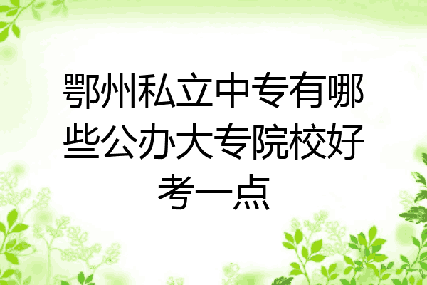 鄂州私立中专有哪些公办大专院校好考一点