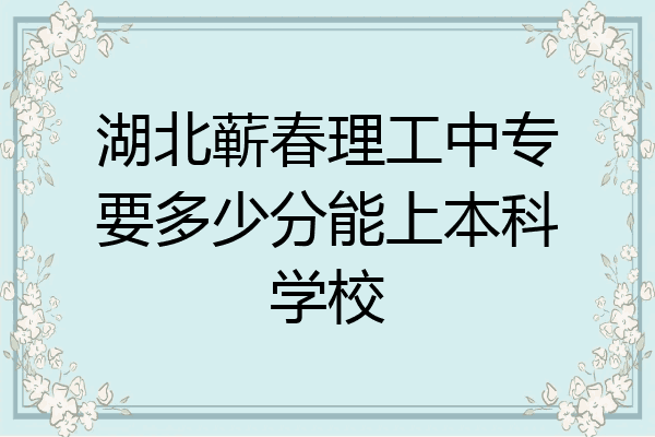 湖北蕲春理工中专要多少分能上本科学校