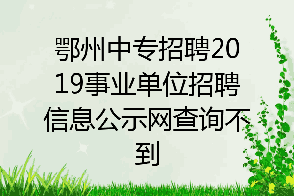 鄂州中专招聘2019事业单位招聘信息公示网查询不到