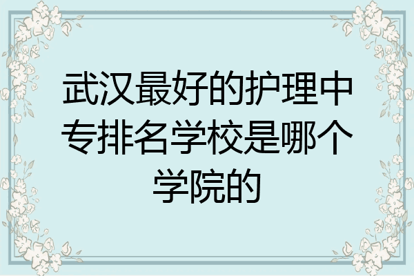 武汉最好的护理中专排名学校是哪个学院的