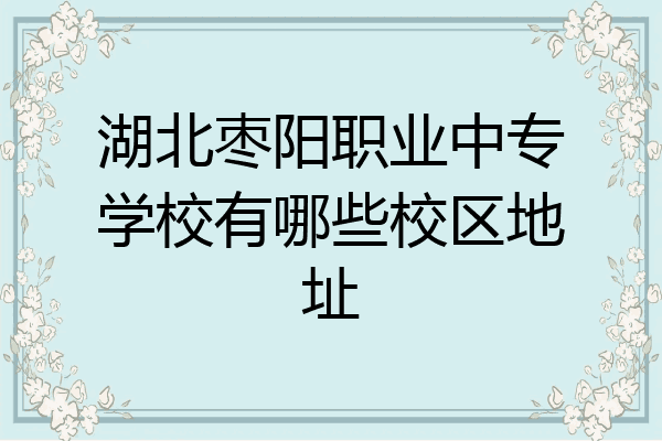 湖北枣阳职业中专学校有哪些校区地址