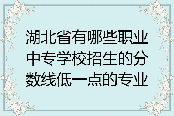 湖北省有哪些职业中专学校招生的分数线低一点的专业