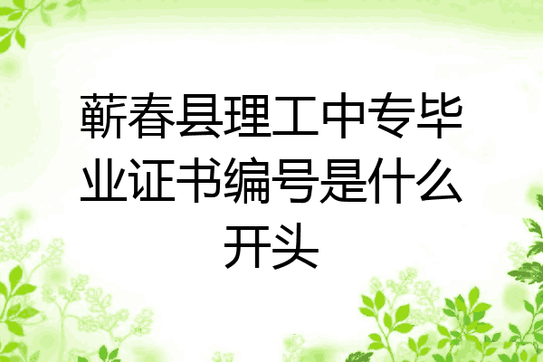 蕲春县理工中专毕业证书编号是什么开头